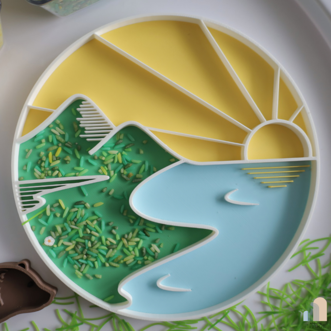 Sensorisch Tray – Zonsondergang Landschap | Vulvorm Montessori Spel