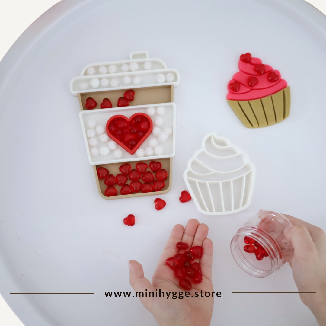 Valentine Coffee Sensory Play Tray