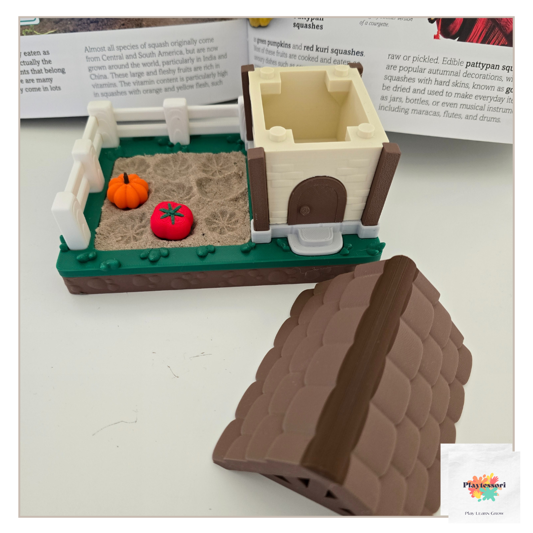 Veggie Garden met Huisje – Montessori Sensorisch Spel