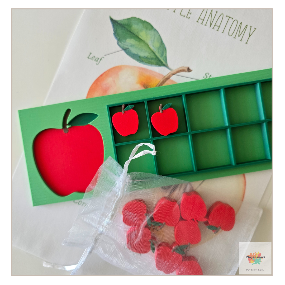 Appel 10 Frame Set - Educatieve Tray voor Tellen & Fijne Motoriek