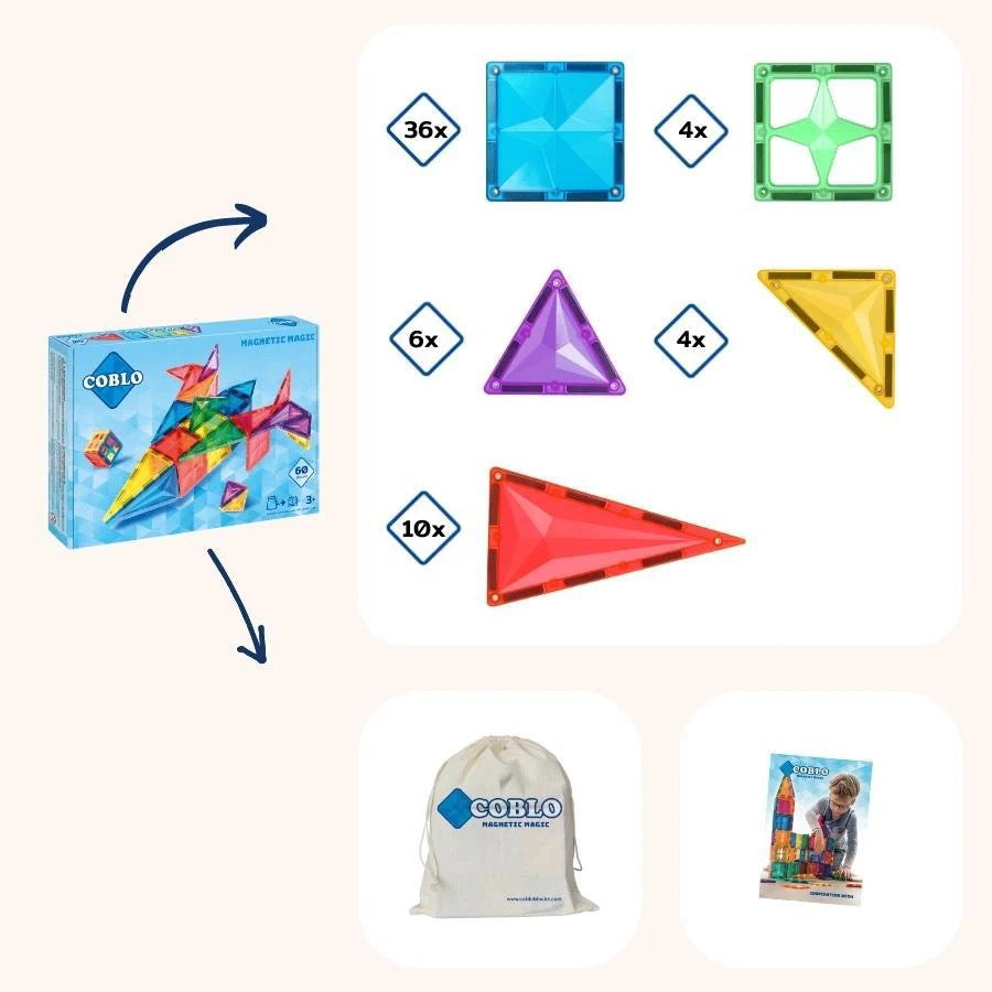 Coblo | 60-Piece Magnetic Tile Set