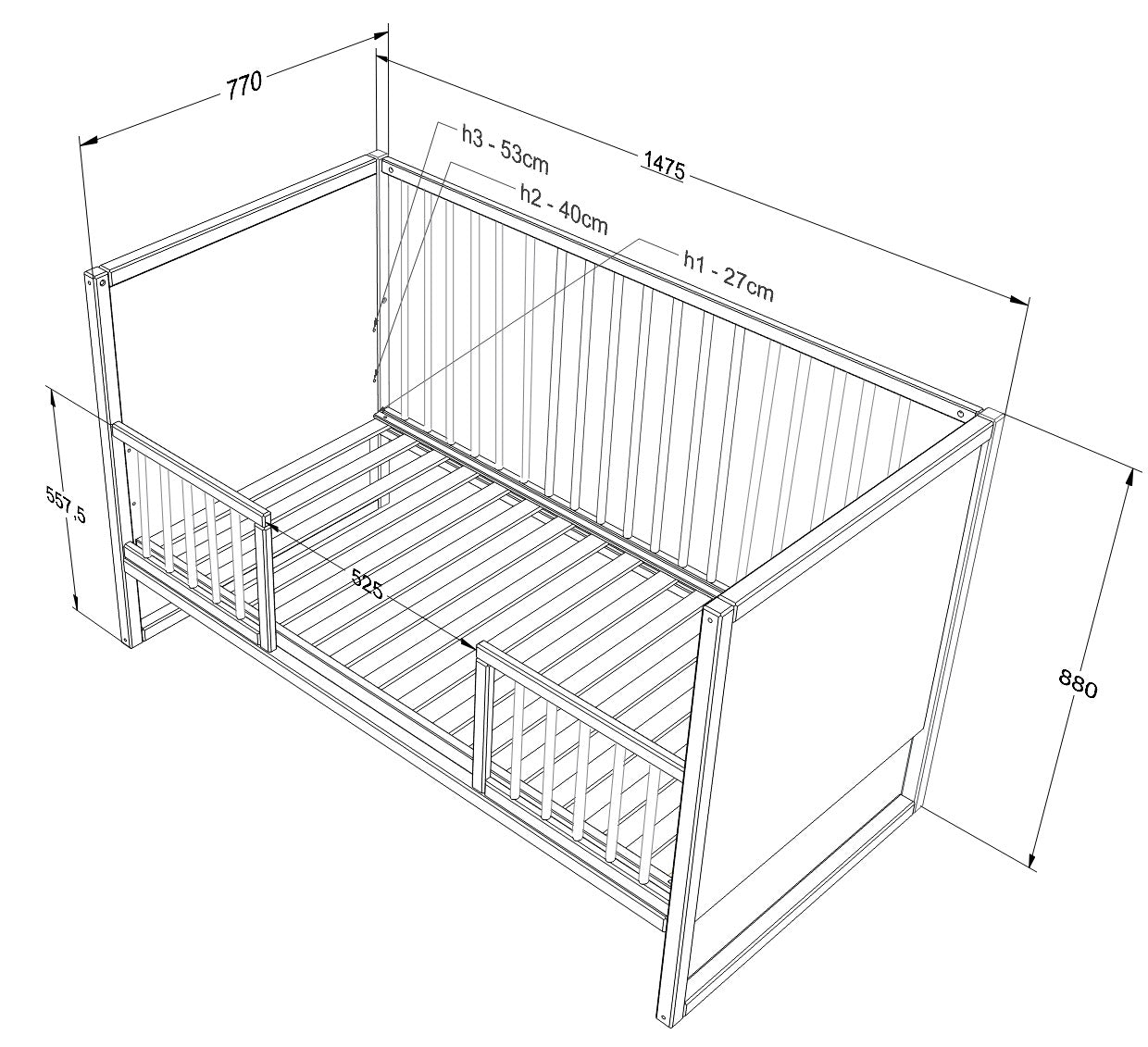 Babybed TWEENS | 70x140 cm – Eucalyptus