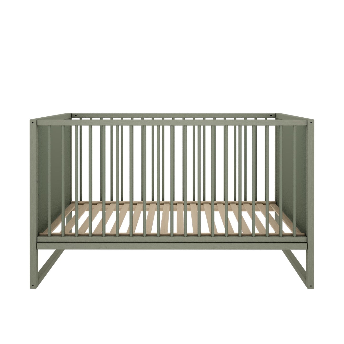 Houten babybed Tweens 70x140 cm in eucalyptus kleur met spijlen en afgeronde randen