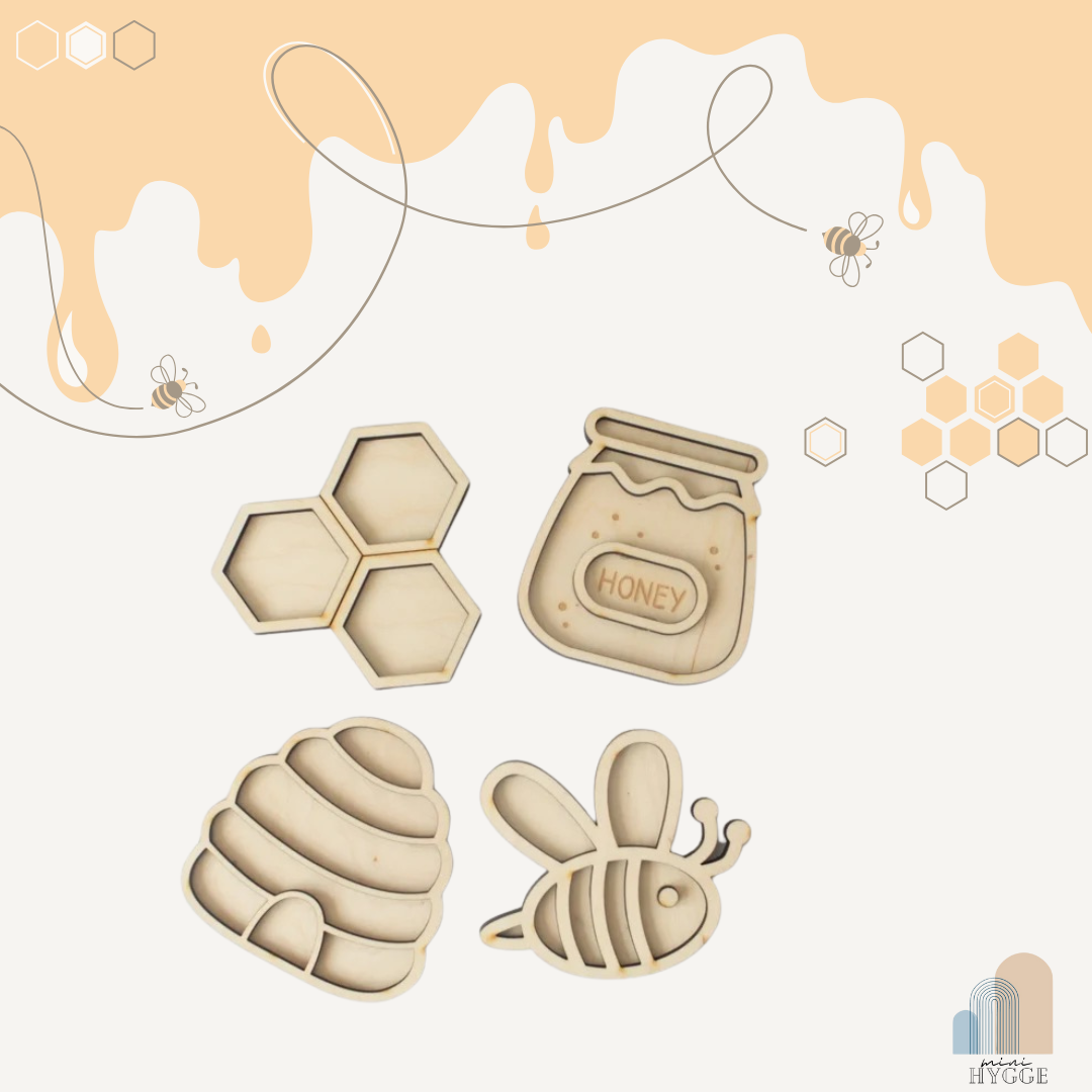 Honey Bee mini sensory set houten speeltrays