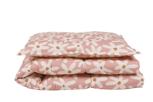 Katoenen dekbedovertrek met vulling – BLUSH DAISIES – 4 maten – Oeko-Tex