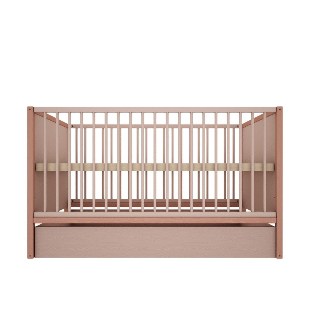 Roze babybed Tweens 70x140 cm met verstelbare matrasbodem en opberglade – Wood Luck Design