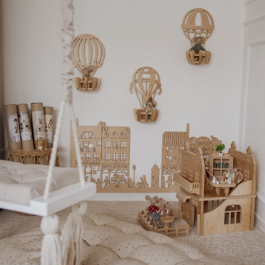 Houten luchtballon muurdecoratie kinderkamer Trele Morele Design