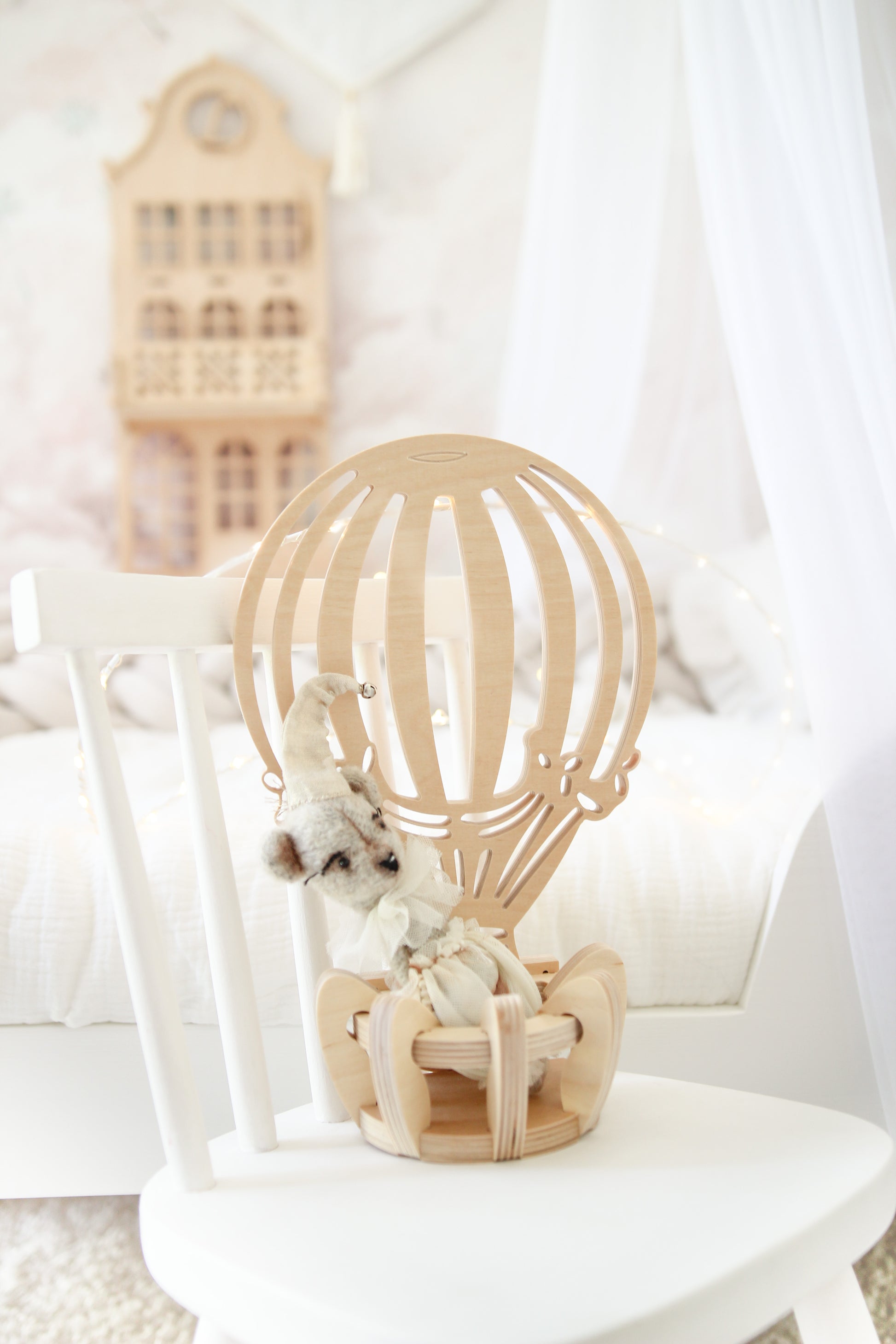 Luchtballon wanddecoratie hout speelkamer